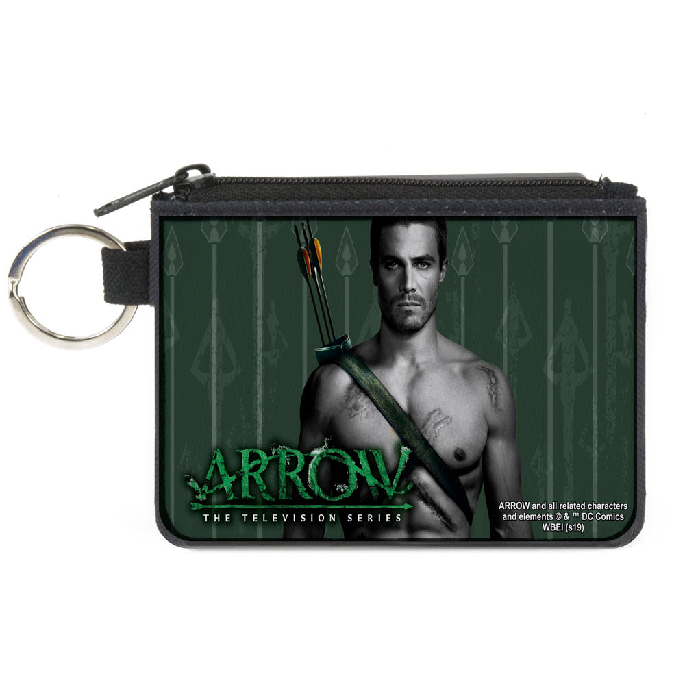 Canvas Zipper Wallet - MINI X-SMALL - ARROW Standing Pose2 Arrow Tips Greens Grays Canvas Zipper Wallets DC Comics   