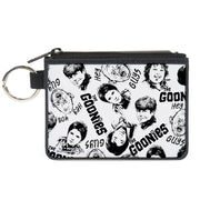 Canvas Zipper Wallet - MINI X-SMALL - THE GOONIES Character Face Sketch Collage White/Black Canvas Zipper Wallets The Goonies