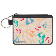 Canvas Zipper Wallet - MINI X-SMALL - The Wizard of Oz Dorothy Pose and Ruby Slippers Collage Tan/Multi Color Canvas Zipper Wallets The Wizard of Oz