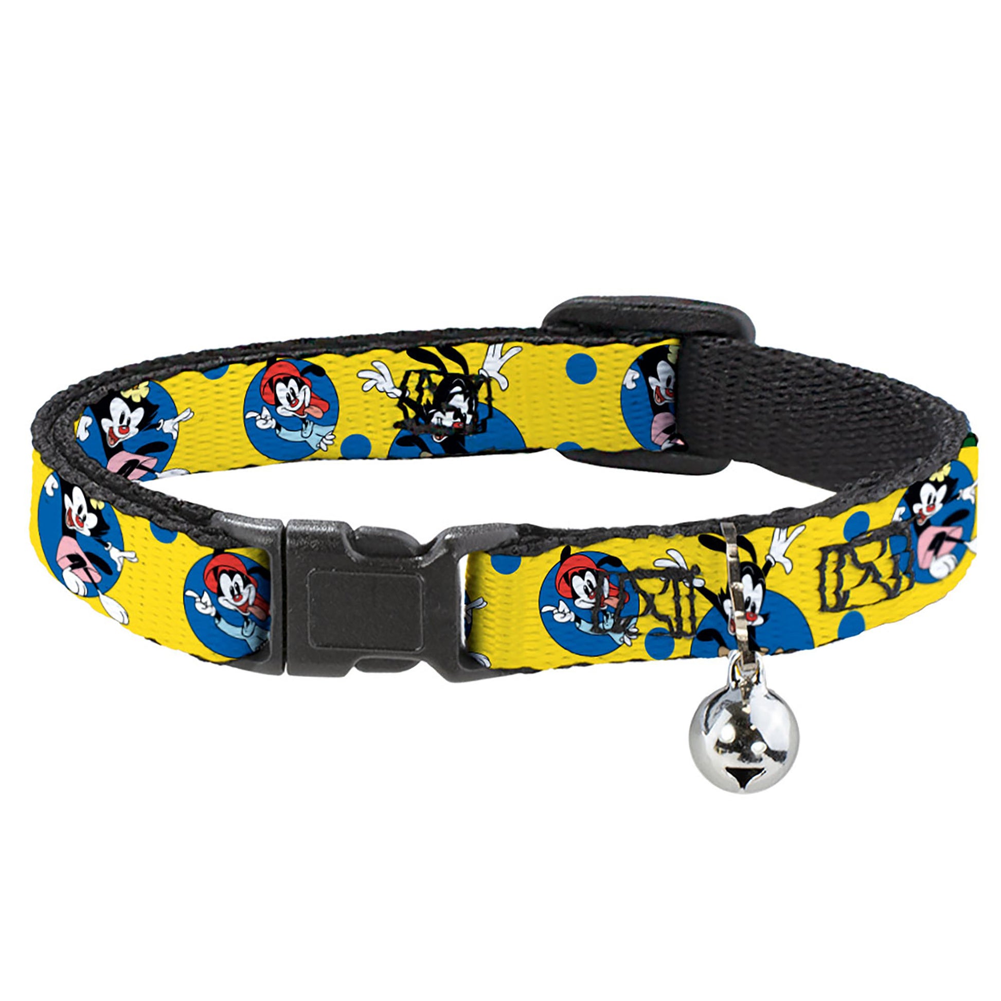 Breakaway Cat Collar with Bell - Animaniacs Yakko Wakko and Dot Poses Yellow/Blue Breakaway Cat Collars Animaniacs   