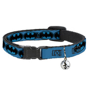 Breakaway Cat Collar with Bell - Bat Signal-3 Blue/Black/Blue Breakaway Cat Collars DC Comics   