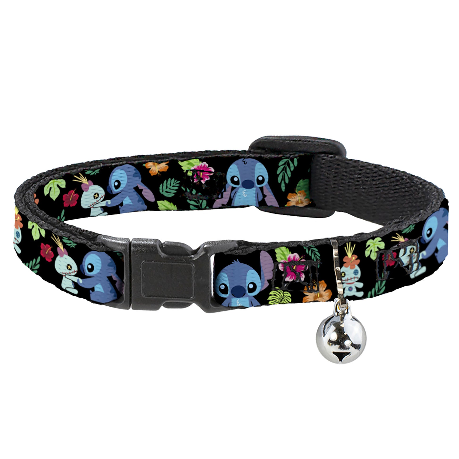 Breakaway Cat Collar with Bell - Stitch & Scrump Poses/Tropical Flora Breakaway Cat Collars Disney   