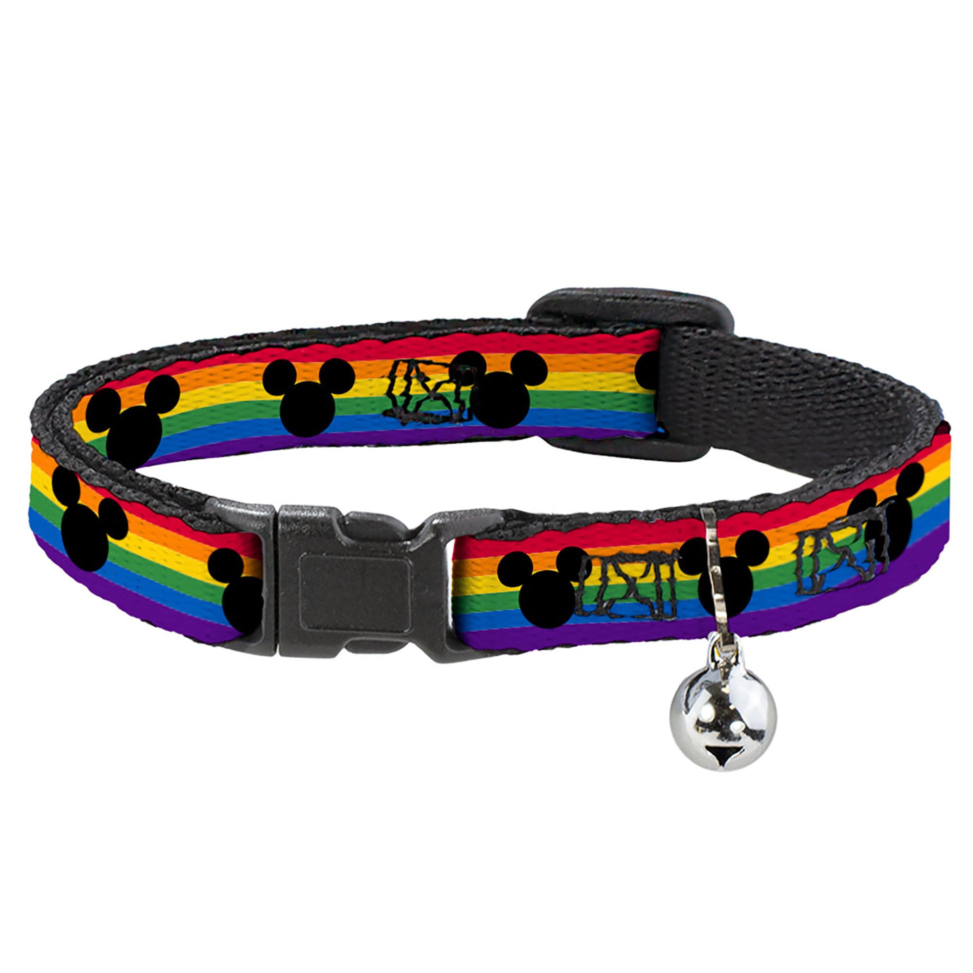 Breakaway Cat Collar with Bell - Mickey Mouse Ears Icon Rainbow Pride Flag Breakaway Cat Collars Disney   