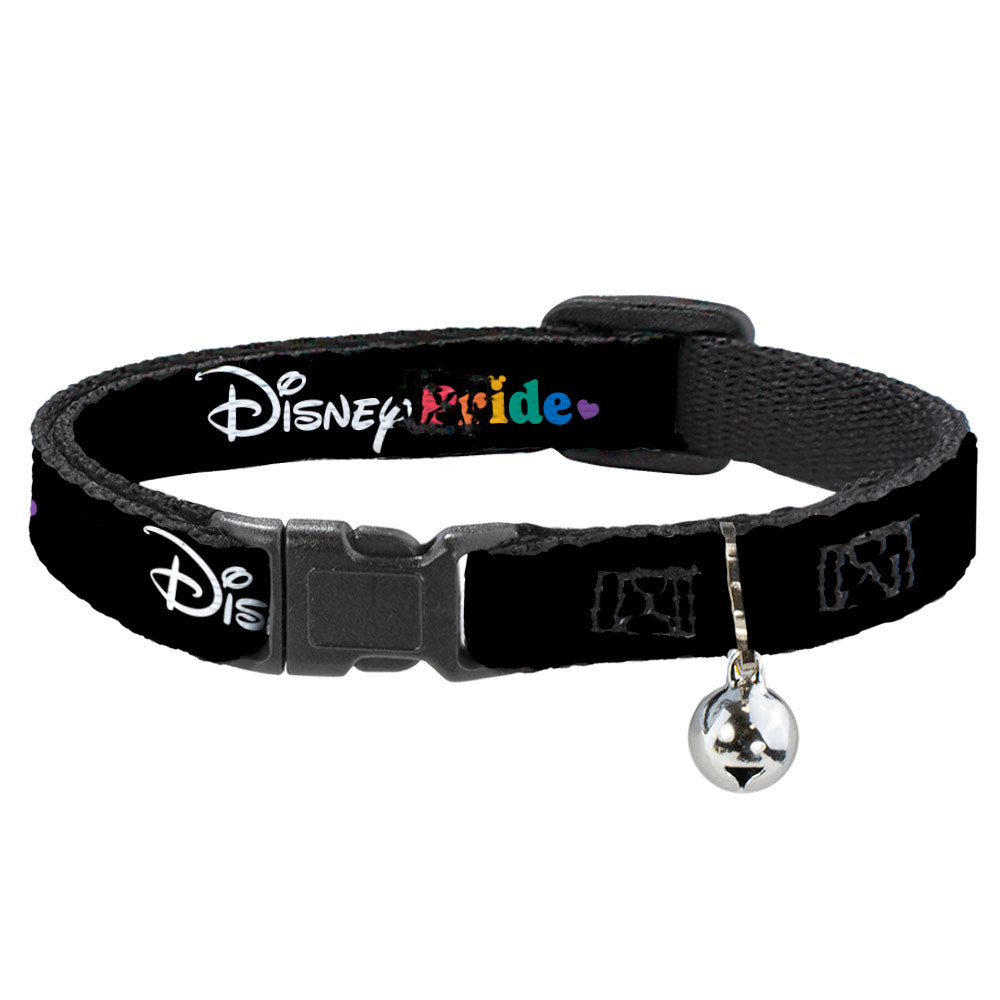 Breakaway Cat Collar with Bell - DISNEY PRIDE Signature Logo Black/White/Rainbow Breakaway Cat Collars Disney   