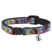 Breakaway Cat Collar with Bell - Moana MAKE WAVES Scene Blocks Blues/Orange Breakaway Cat Collars Disney   