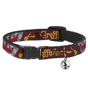 Breakaway Cat Collar with Bell - Harry Potter GRYFFINDOR/Quiditch Ball/Crown Burgundy Red/Golds/Grays Breakaway Cat Collars Harry Potter