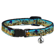 Breakaway Cat Collar with Bell - Road Runner/Wile E. Coyote Scene1 Brown Fade Breakaway Cat Collars Looney Tunes   