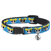 Breakaway Cat Collar with Bell - The Powerpuff Girls Bubbles Face Close-Up Blue Breakaway Cat Collars Powerpuff Girls