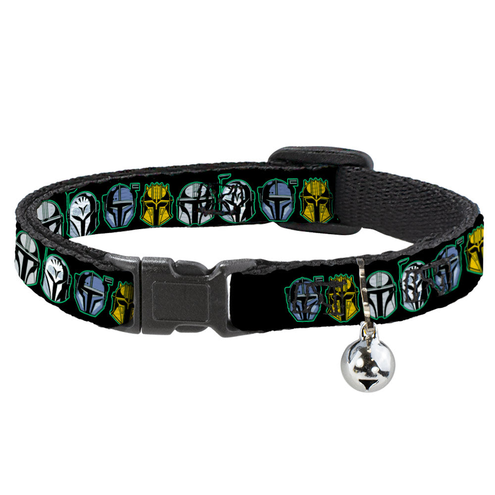 Breakaway Cat Collar with Bell - Star Wars the Mandalorian Helmets Black/Multi Color Breakaway Cat Collars Star Wars   