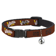Breakaway Cat Collar with Bell - Willy Wonka and the Chocolate Factory WONKA BAR Logo Brown/Yellow/White Breakaway Cat Collars Willy Wonka and the Chocolate Factory