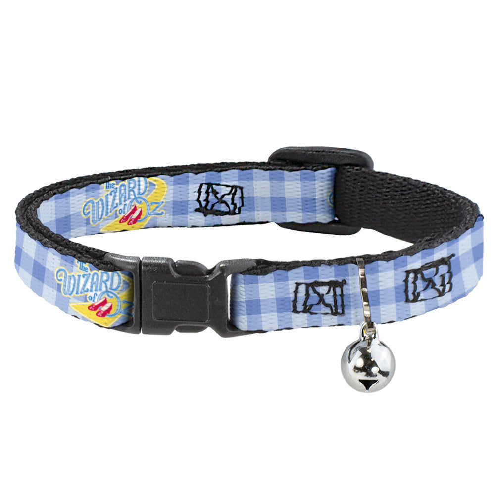 Breakaway Cat Collar with Bell - THE WIZARD OF OZ Logo Gingham Checker Blues Breakaway Cat Collars The Wizard of Oz