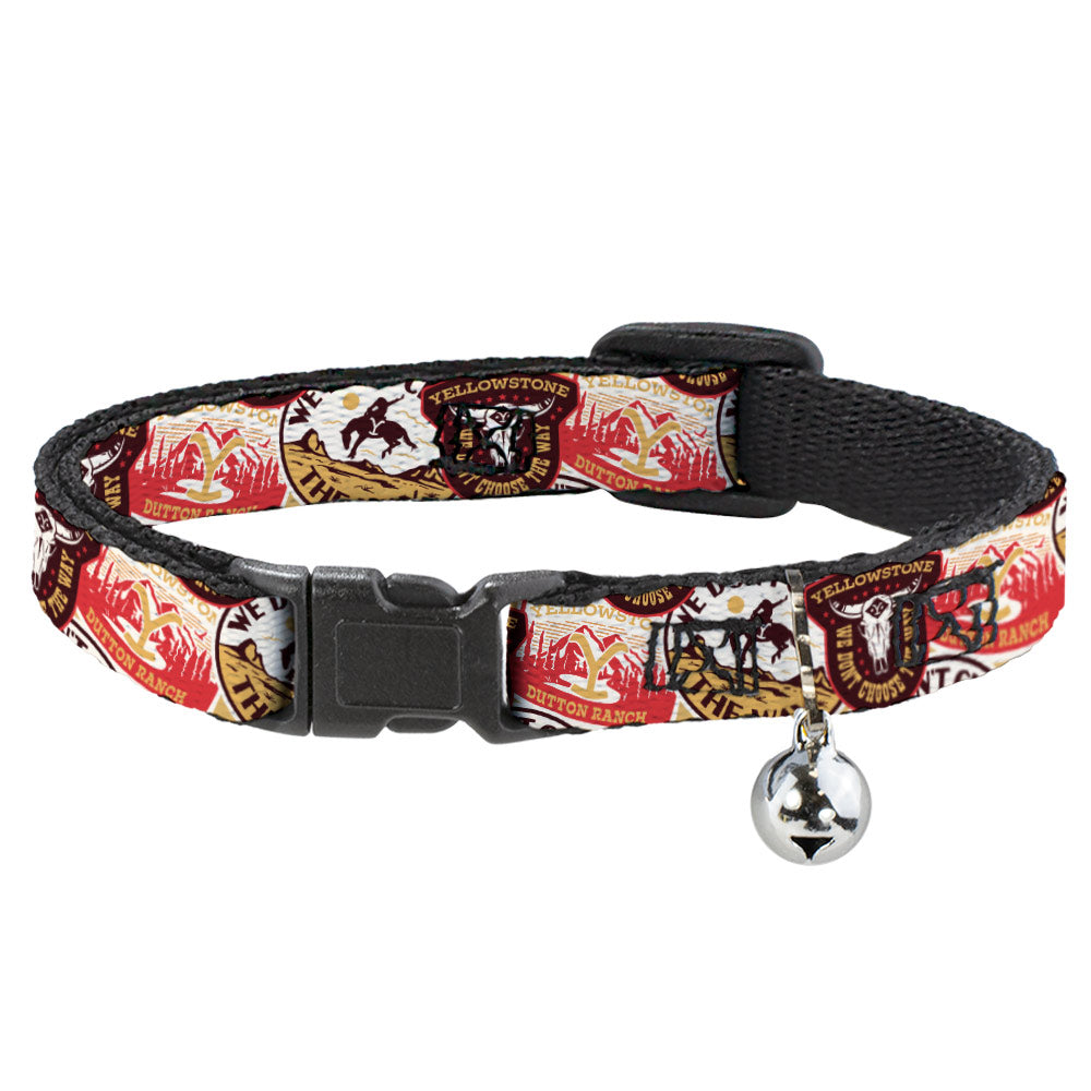 Breakaway Cat Collar with Bell - Yellowstone Patches Stacked Browns/Reds/Yellows Breakaway Cat Collars Yellowstone