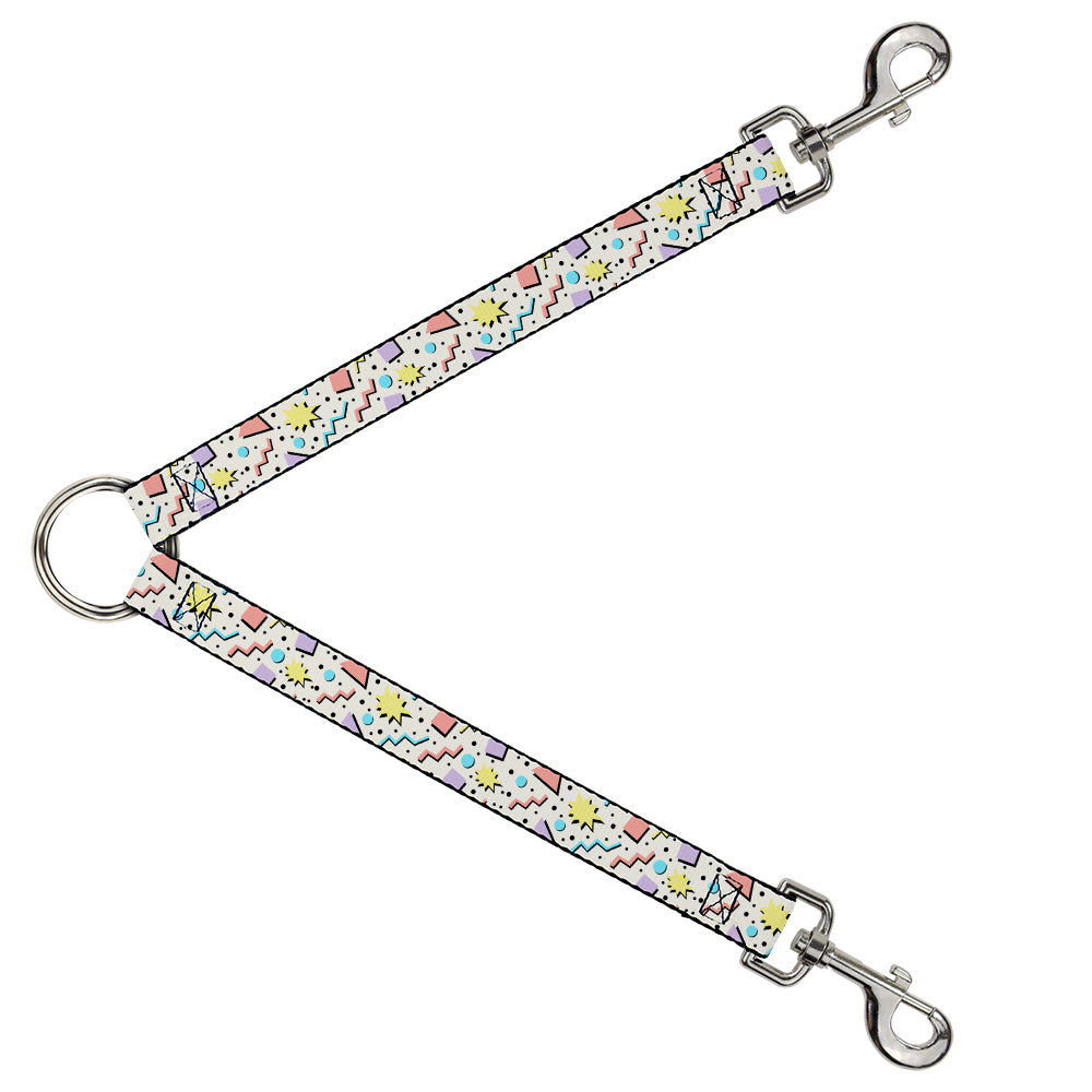 Dog Leash Splitter - 90s Nineties Grid Pattern Gray Multi Pastel Dog Leash Splitters Buckle-Down   