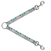 Dog Leash Splitter - 90s Nineties Grid Pattern Vibrant Gray Multi Color Dog Leash Splitters Buckle-Down   