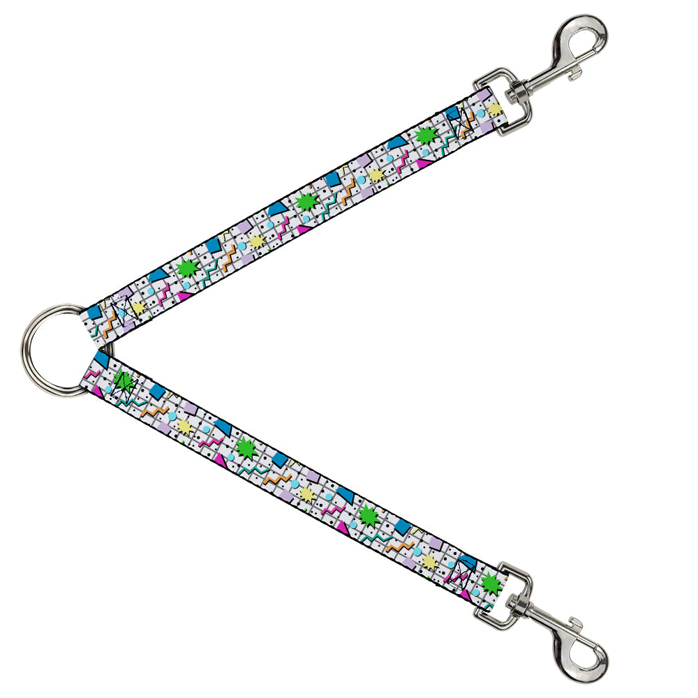 Dog Leash Splitter - 90s Nineties Grid Pattern Vibrant Gray Multi Color Dog Leash Splitters Buckle-Down   