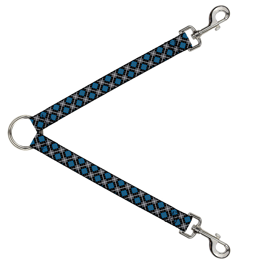Dog Leash Splitter - Argyle Black/Gray/Turquoise Dog Leash Splitters Buckle-Down   