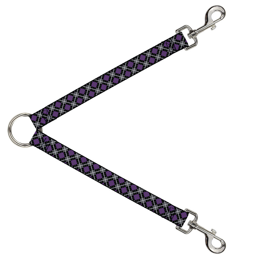 Dog Leash Splitter - Argyle Black/Gray/Purple Dog Leash Splitters Buckle-Down   