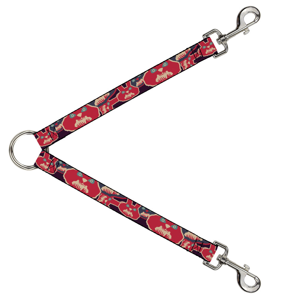 Dog Leash Splitter - Angry Bunnies CLOSE-UP Purple/Red/Blue Dog Leash Splitters Buckle-Down   