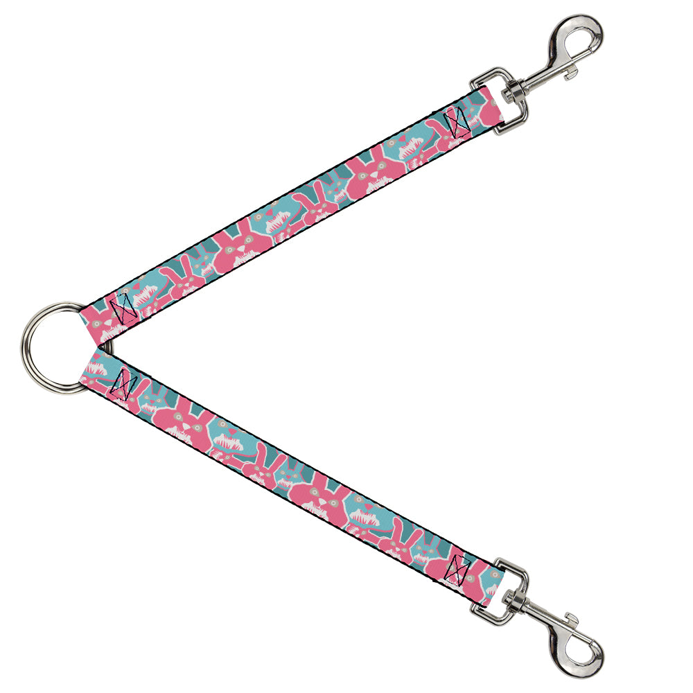 Dog Leash Splitter - Angry Bunnies Turquoise/Pinks Dog Leash Splitters Buckle-Down   