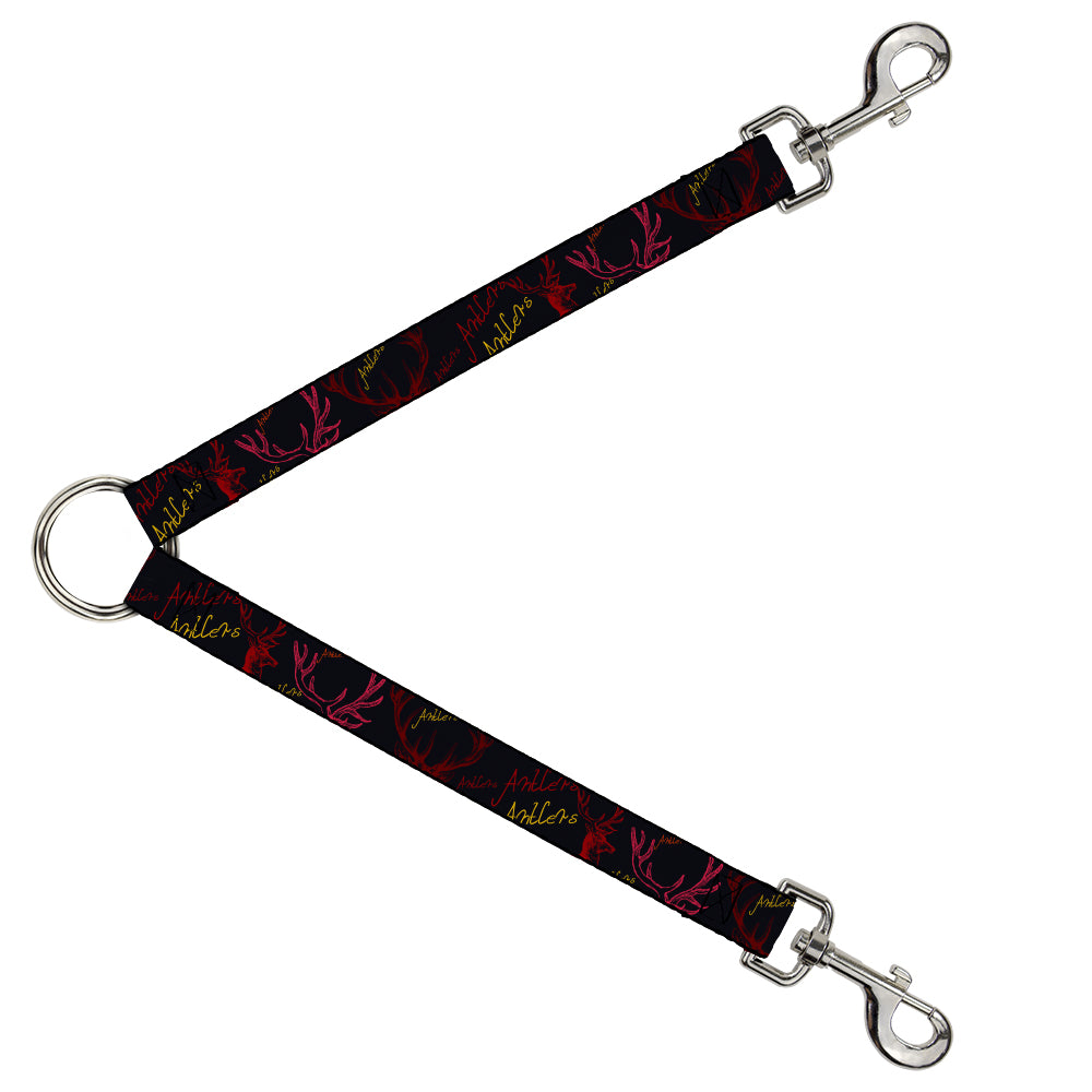 Dog Leash Splitter - Antlers Black/Burgundy/Gold Dog Leash Splitters Buckle-Down   