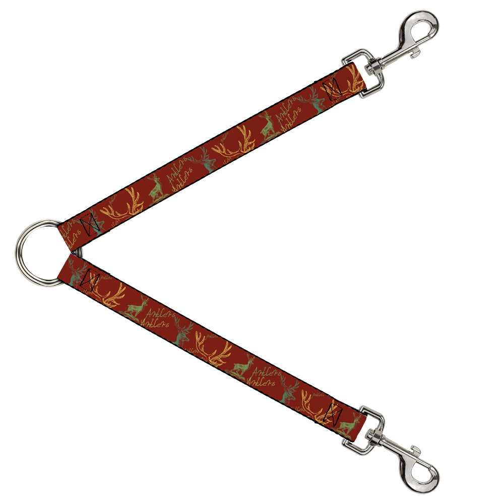 Dog Leash Splitter - Antlers Brown/Turquoise/Gold Dog Leash Splitters Buckle-Down   