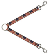 Dog Leash Splitter - American Flag Weathered Color Repeat Dog Leash Splitters Buckle-Down   