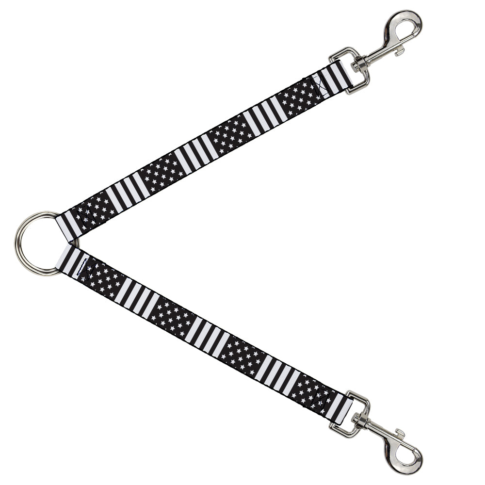 Dog Leash Splitter - American Flag CLOSE-UP Black/White Dog Leash Splitters Buckle-Down   