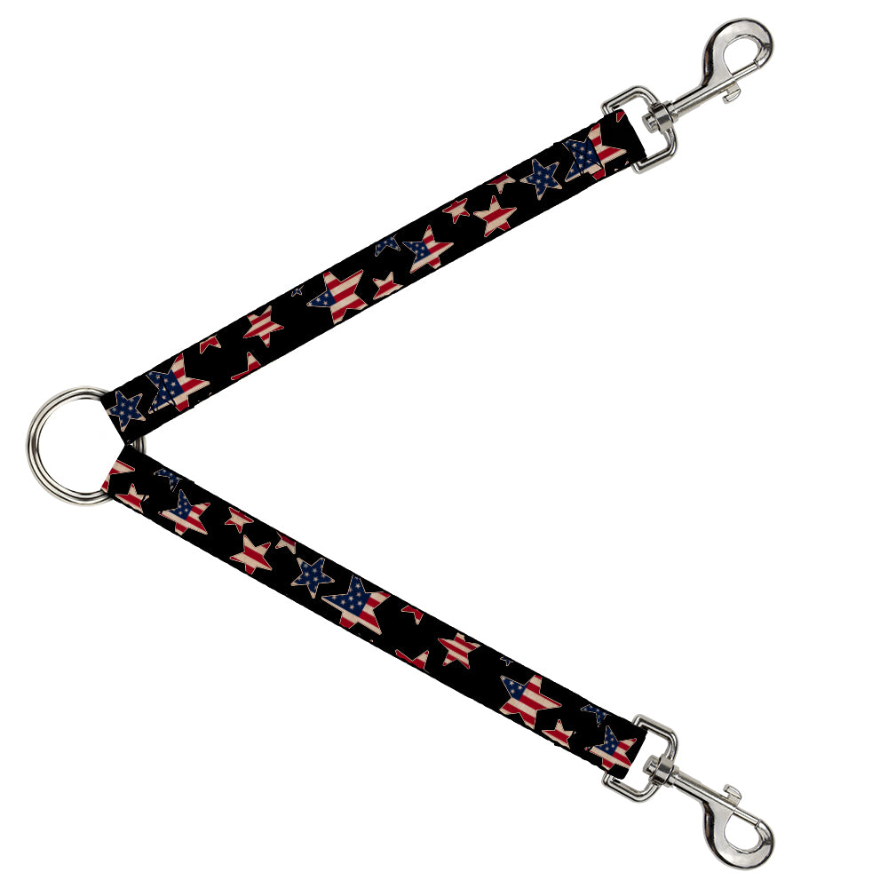 Dog Leash Splitter - Americana Stars & Flags Black/Red/White/Blue Dog Leash Splitters Buckle-Down   