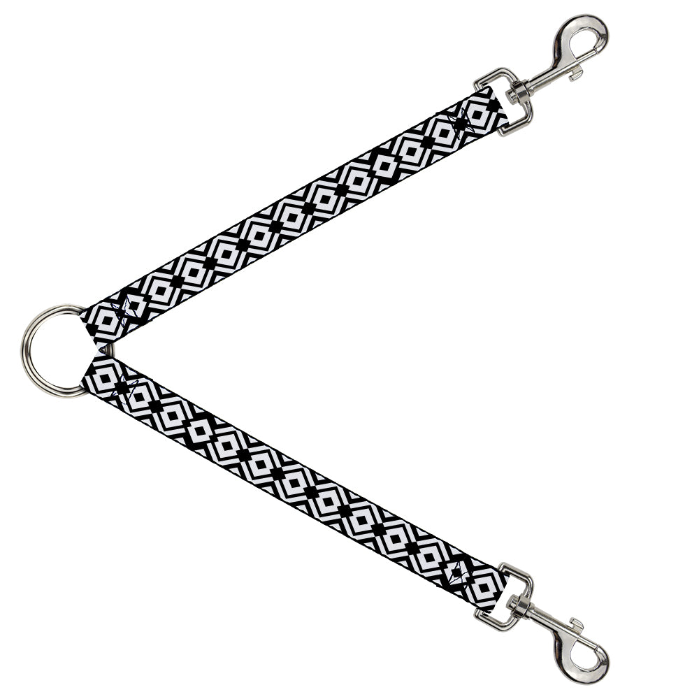 Dog Leash Splitter - Aztec Pattern2 White/Black Dog Leash Splitters Buckle-Down   