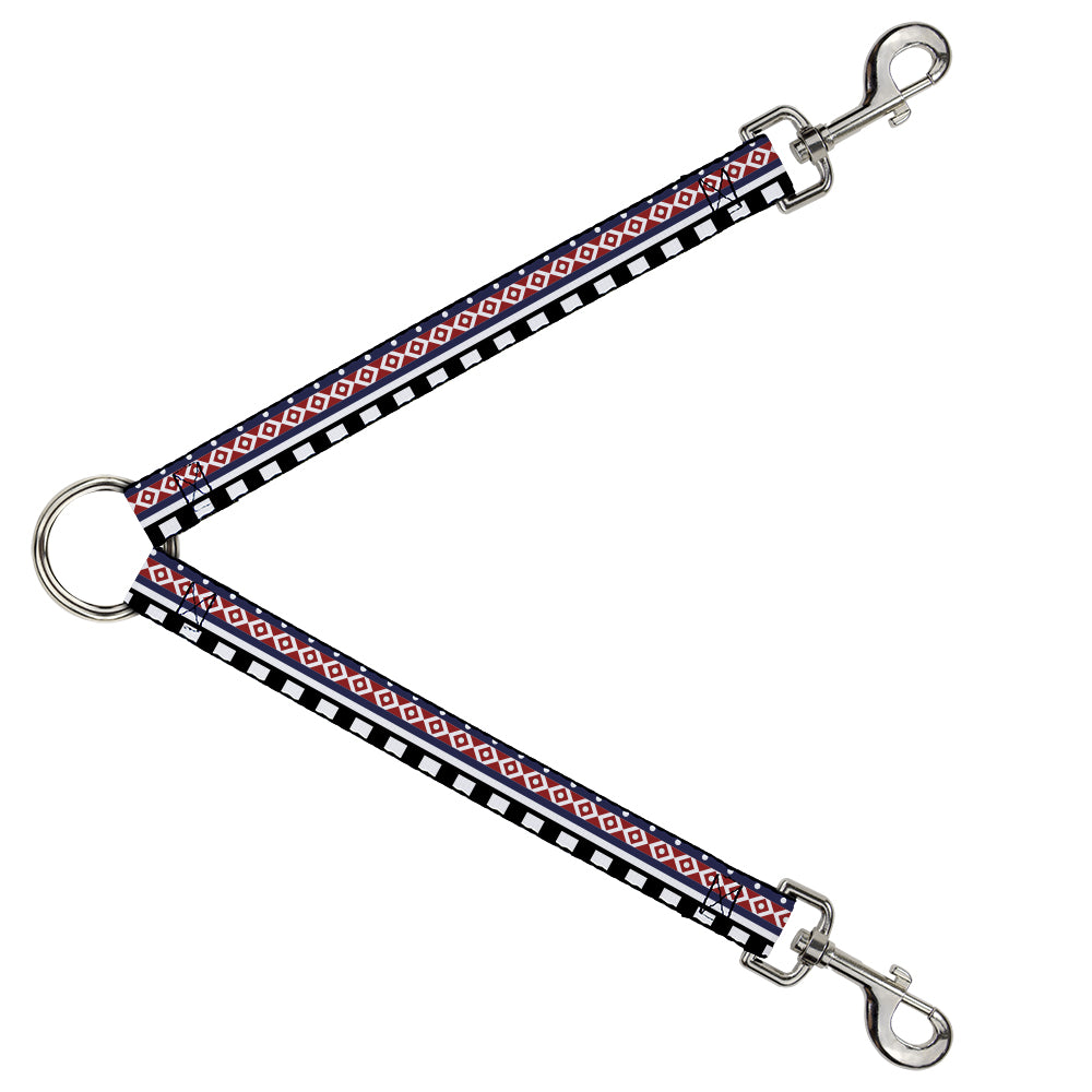 Dog Leash Splitter - Aztec13 White/Navy/Red/Black Dog Leash Splitters Buckle-Down   
