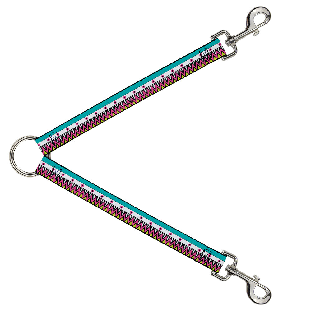 Dog Leash Splitter - Aztec14 Seafoam Green/White/Pink/Lime Green/Black Dog Leash Splitters Buckle-Down   