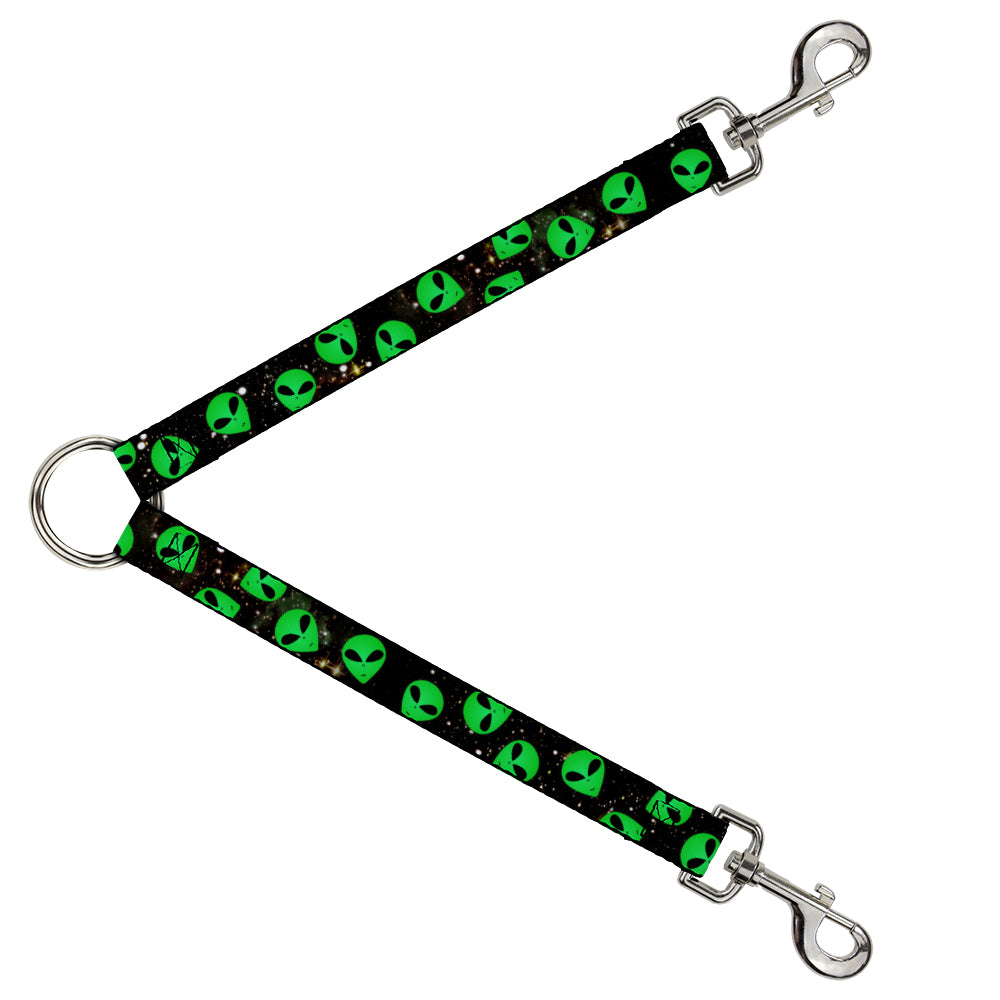 Dog Leash Splitter - Aliens Head Scattered Galaxy2/Green/Black Dog Leash Splitters Buckle-Down   