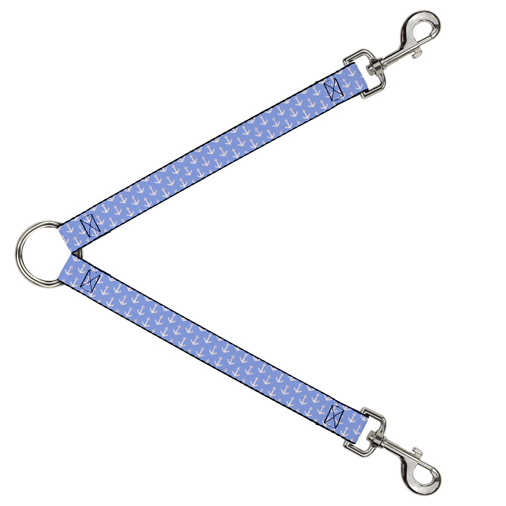 Dog Leash Splitter - Anchor2 Monogram Baby Blue/Baby Pink/White Dog Leash Splitters Buckle-Down   