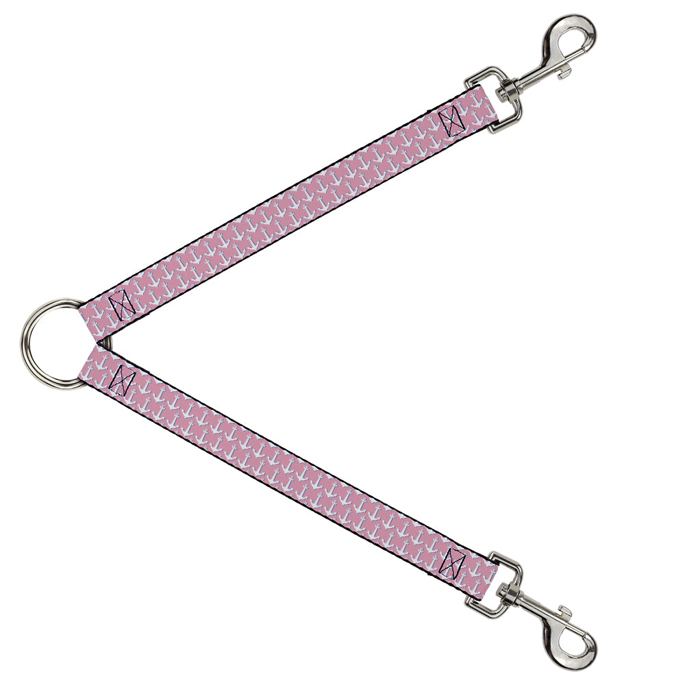 Dog Leash Splitter - Anchor2 Monogram Baby Pink/Baby Blue/White Dog Leash Splitters Buckle-Down   