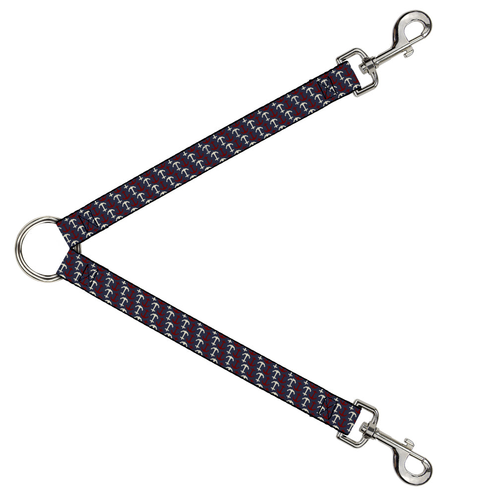 Dog Leash Splitter - Anchor3 Flip Navy/Red/Cream Dog Leash Splitters Buckle-Down   