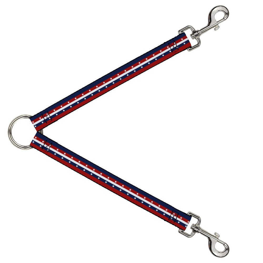 Dog Leash Splitter - Americana Stripe w/Stars Blue/Red/White Dog Leash Splitters Buckle-Down   