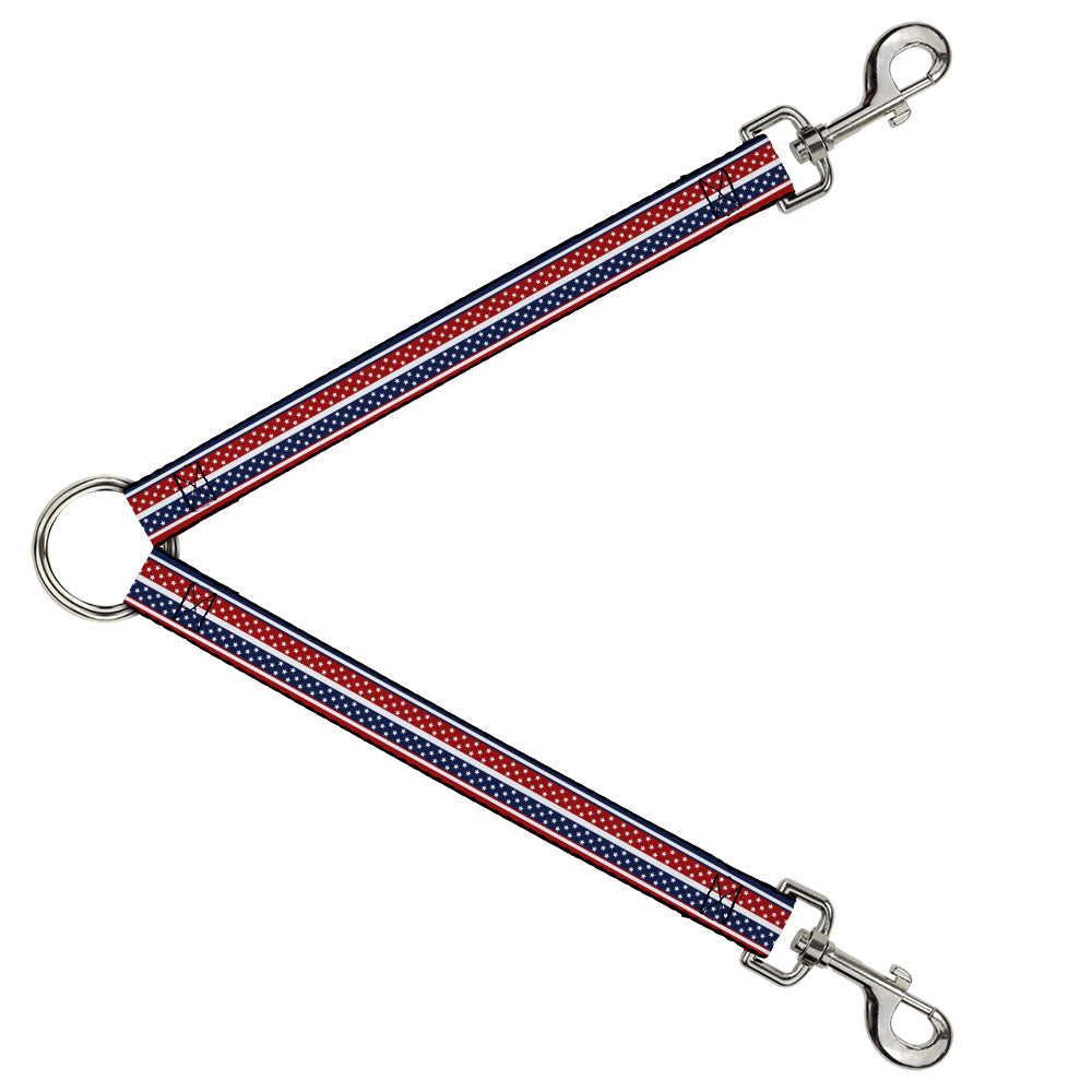 Dog Leash Splitter - Americana Stripe w/Mini Stars Blue/Red/White Dog Leash Splitters Buckle-Down   