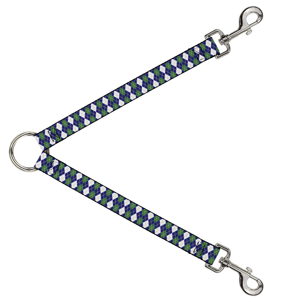 Dog Leash Splitter - Argyle Navy/Green/White/Gold Dog Leash Splitters Buckle-Down   