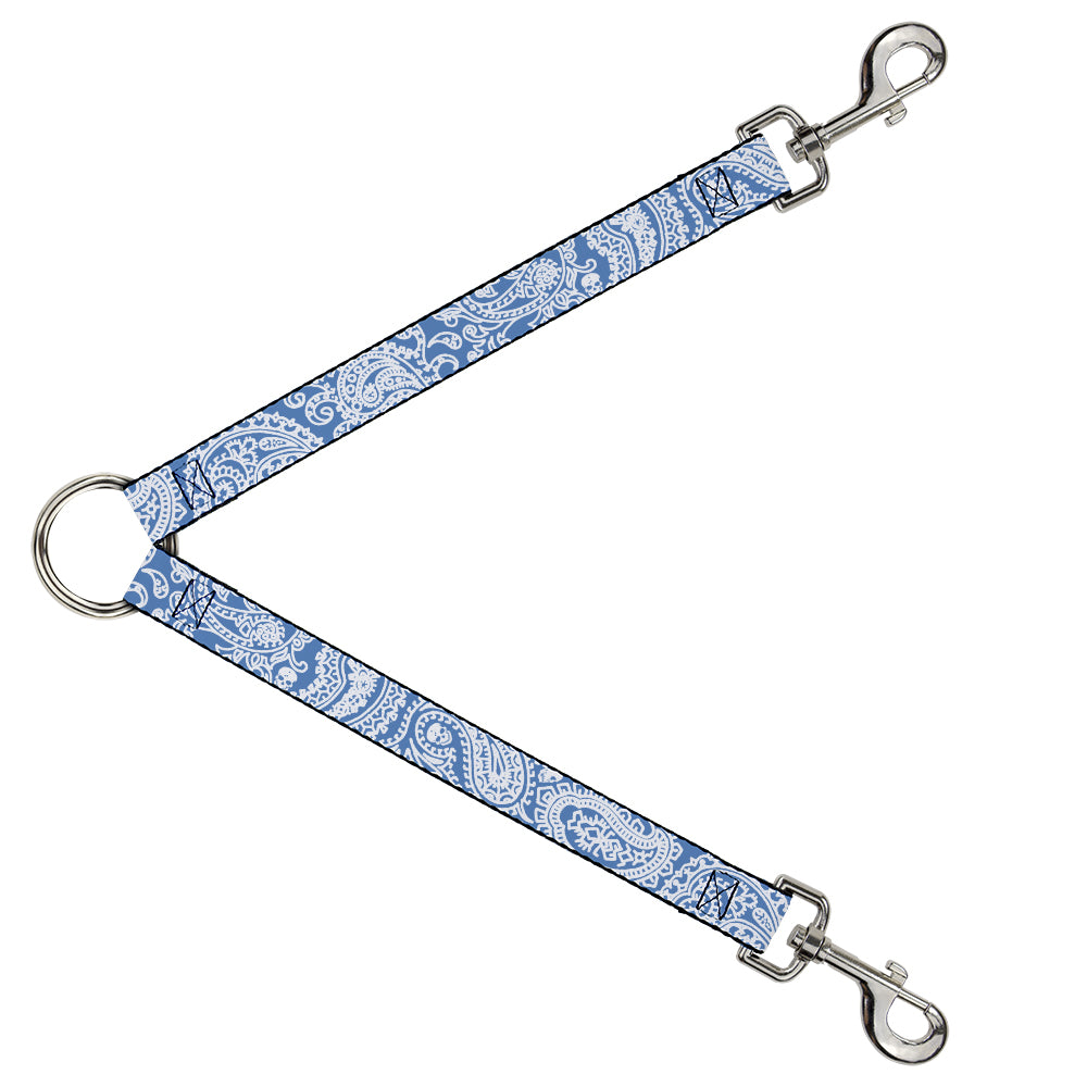 Dog Leash Splitter - Bandana/Skulls Baby Blue/White Dog Leash Splitters Buckle-Down   
