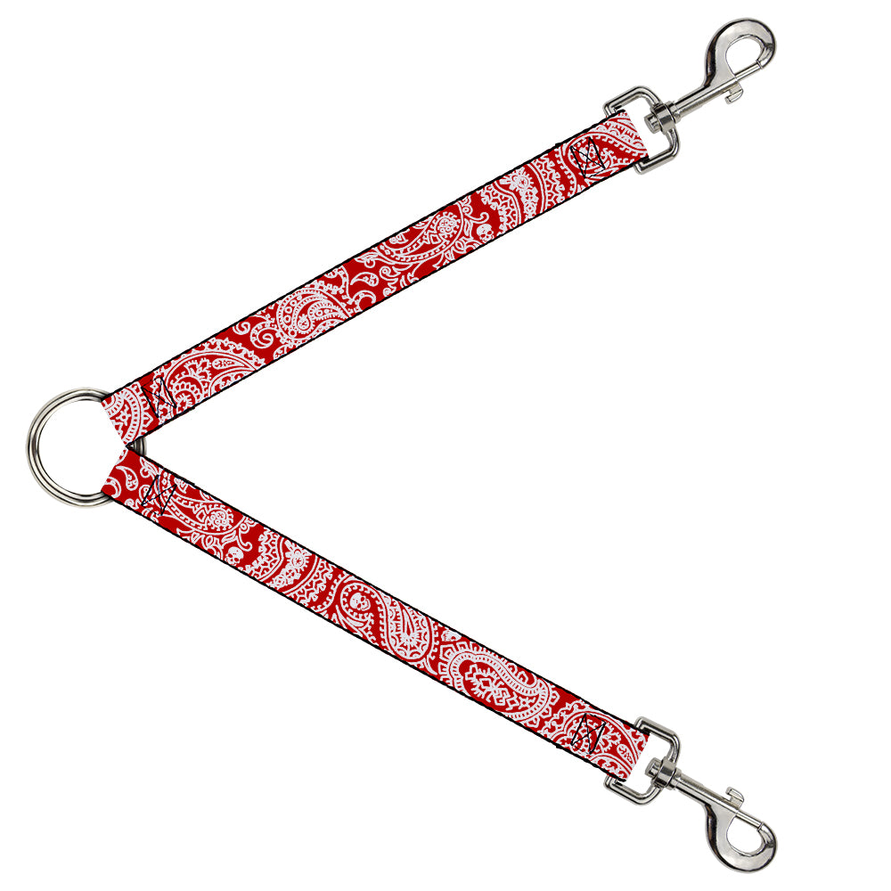 Dog Leash Splitter - Bandana/Skulls Red/White Dog Leash Splitters Buckle-Down   