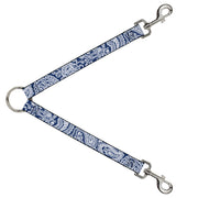 Dog Leash Splitter - Bandana/Skulls Royal/White Dog Leash Splitters Buckle-Down   