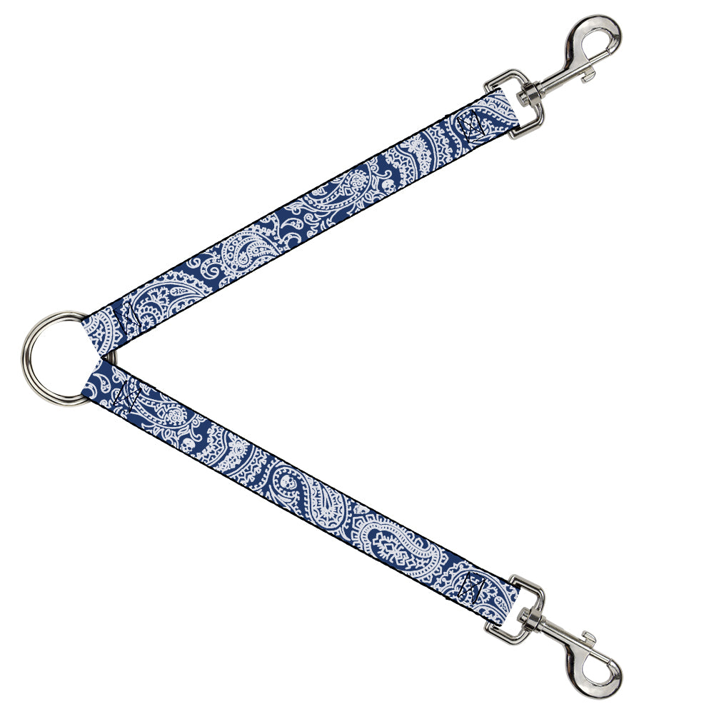 Dog Leash Splitter - Bandana/Skulls Royal/White Dog Leash Splitters Buckle-Down   