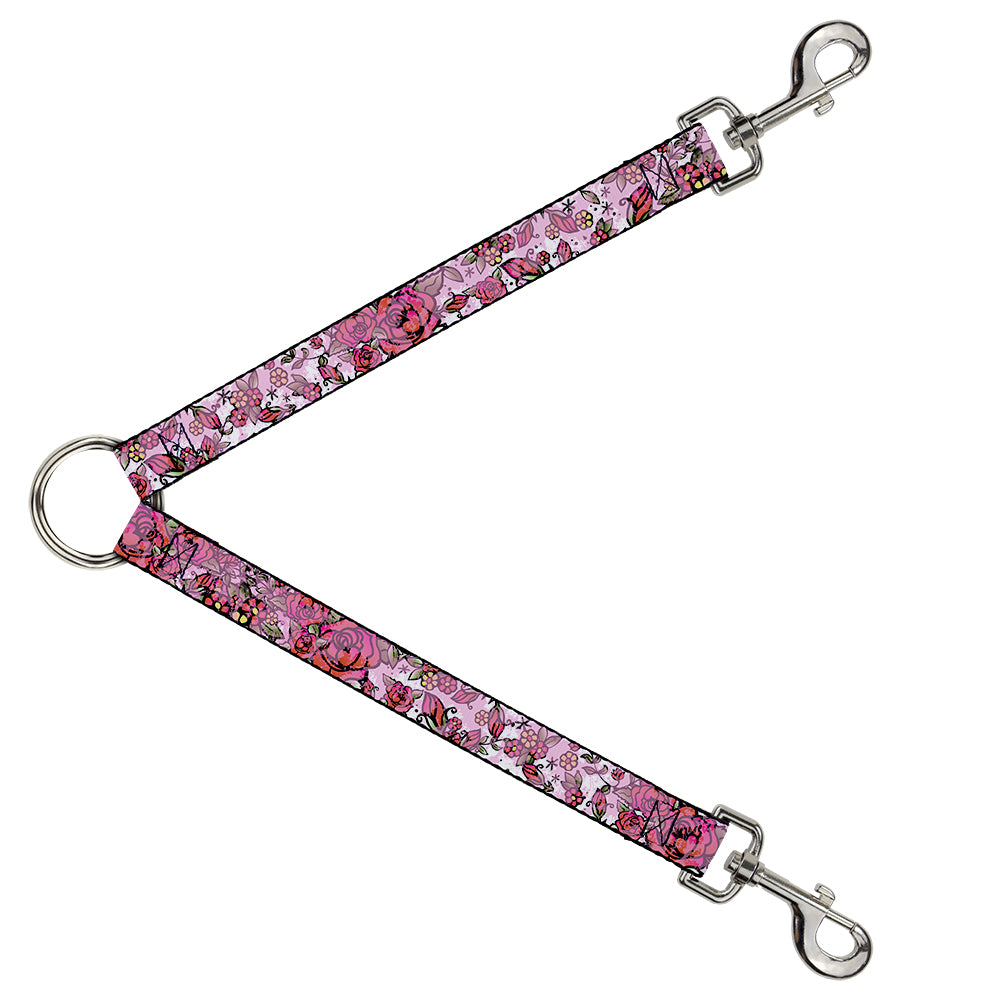 Dog Leash Splitter - Born to Blossom CLOSE-UP White Dog Leash Splitters Buckle-Down   