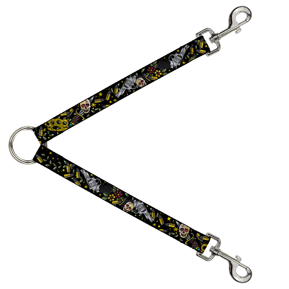 Dog Leash Splitter - Born to Raise Hell CLOSE-UP Black Dog Leash Splitters Buckle-Down   