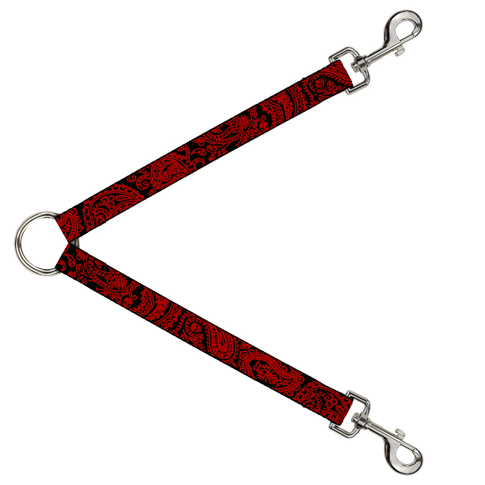 Dog Leash Splitter - Bandana/Skulls Black/Red Dog Leash Splitters Buckle-Down   
