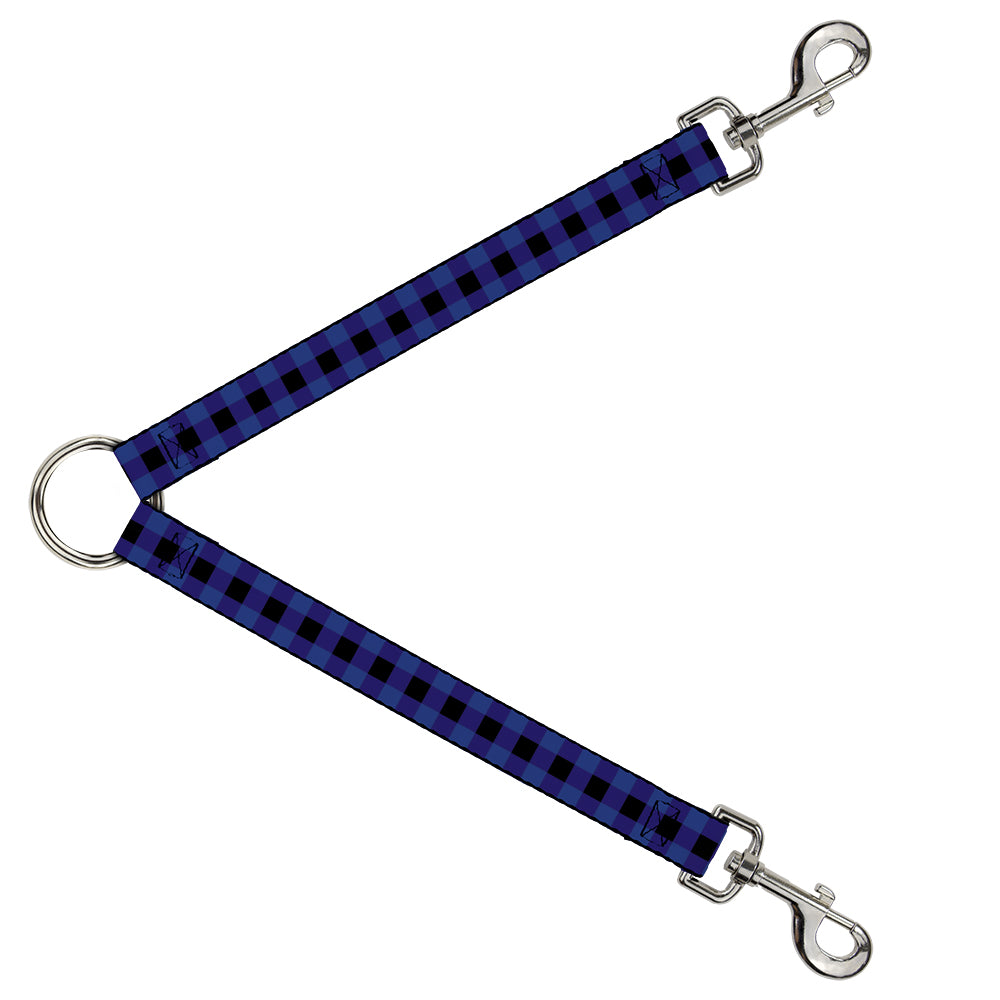 Dog Leash Splitter - Buffalo Plaid Black/Blue Dog Leash Splitters Buckle-Down   