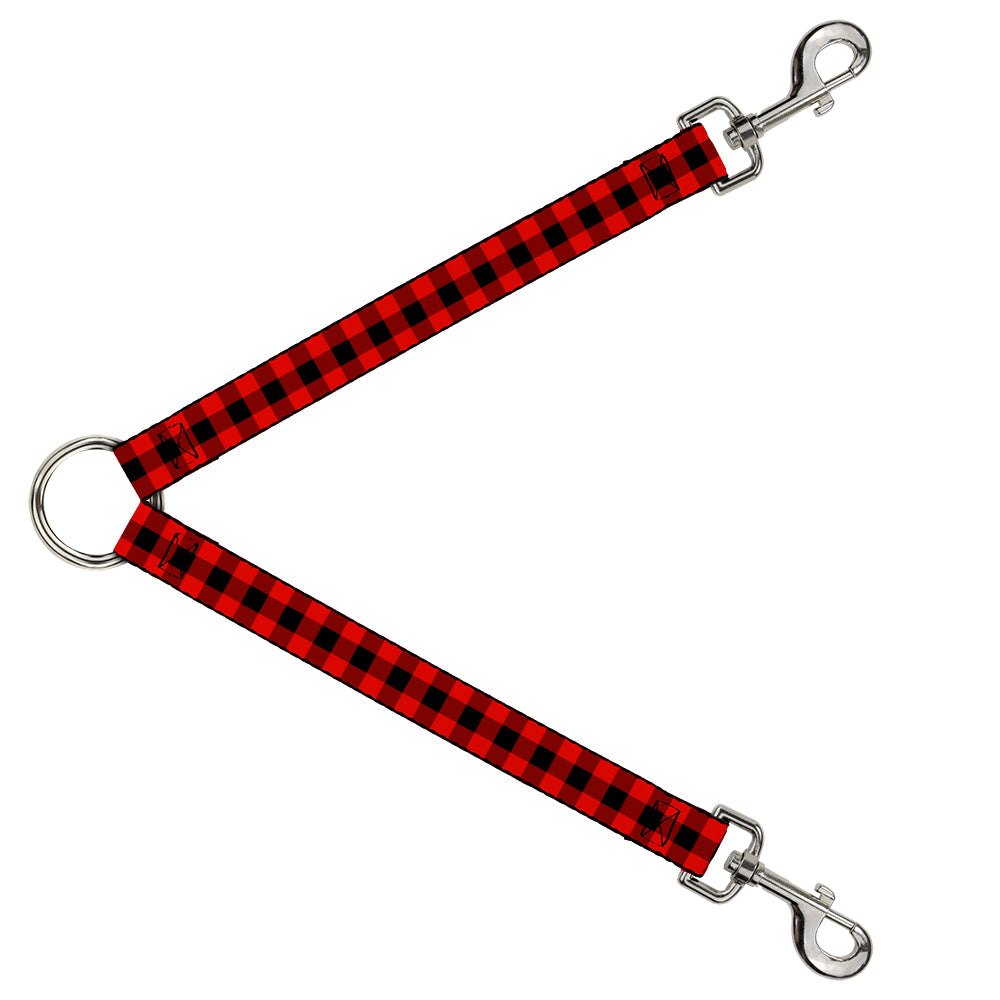 Dog Leash Splitter - Buffalo Plaid Black/Red Dog Leash Splitters Buckle-Down   