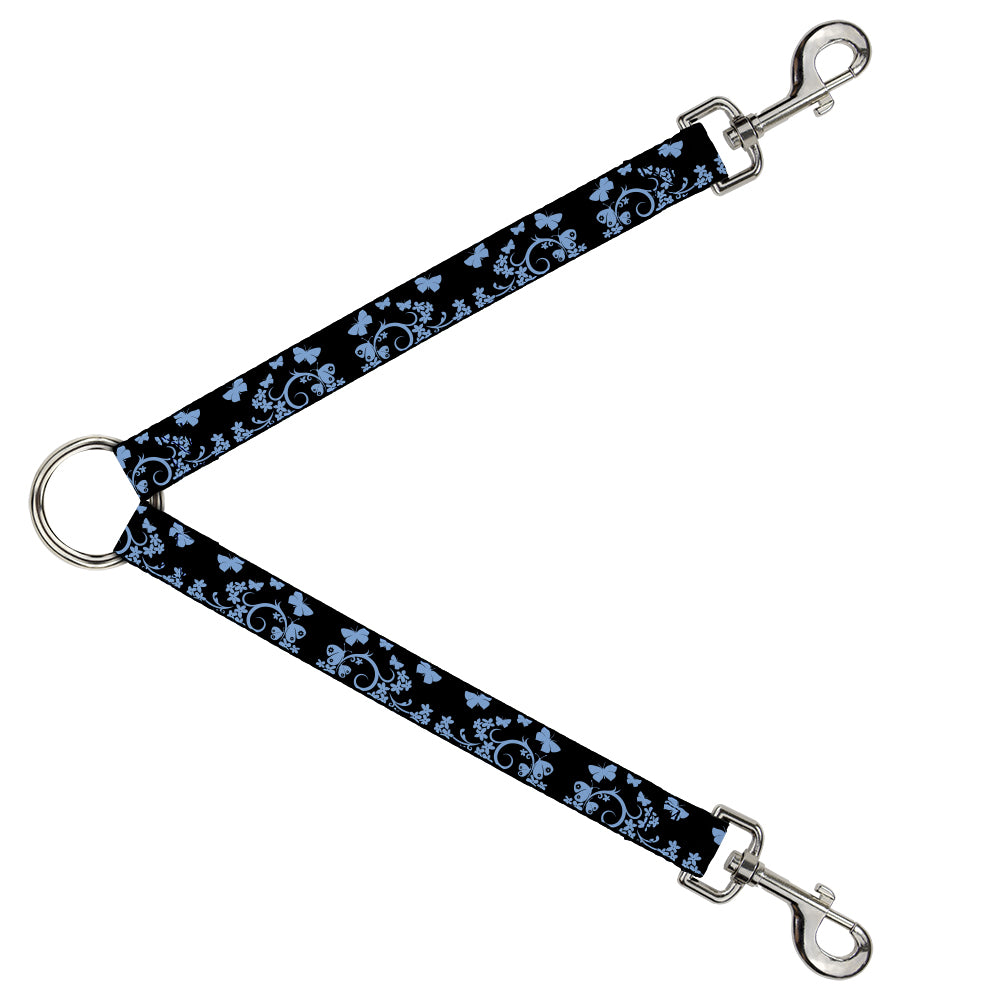 Dog Leash Splitter - Butterfly Garden Black/Blue Dog Leash Splitters Buckle-Down   