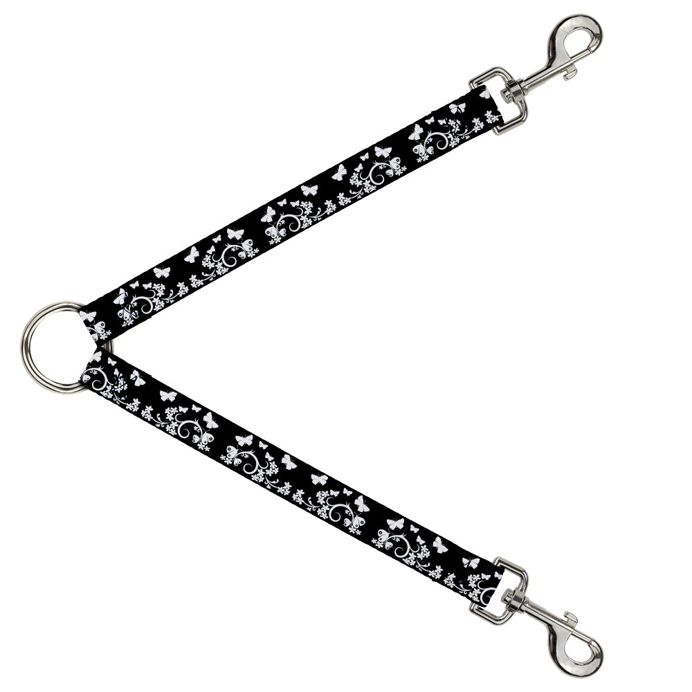 Dog Leash Splitter - Butterfly Garden Black/White Dog Leash Splitters Buckle-Down   
