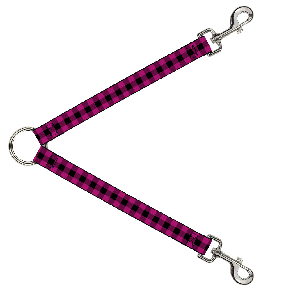 Dog Leash Splitter - Buffalo Plaid Black/Fuchsia Dog Leash Splitters Buckle-Down   